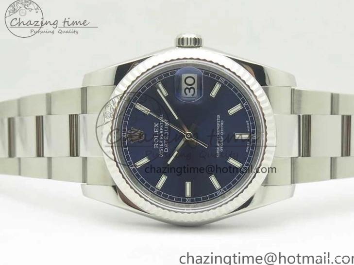 0125 DateJust 36 SS 116234 Fluted Bezel DJF Best Edition Blue Dial Stick Markers on SS Oyster Bracelet A Affordable 3373